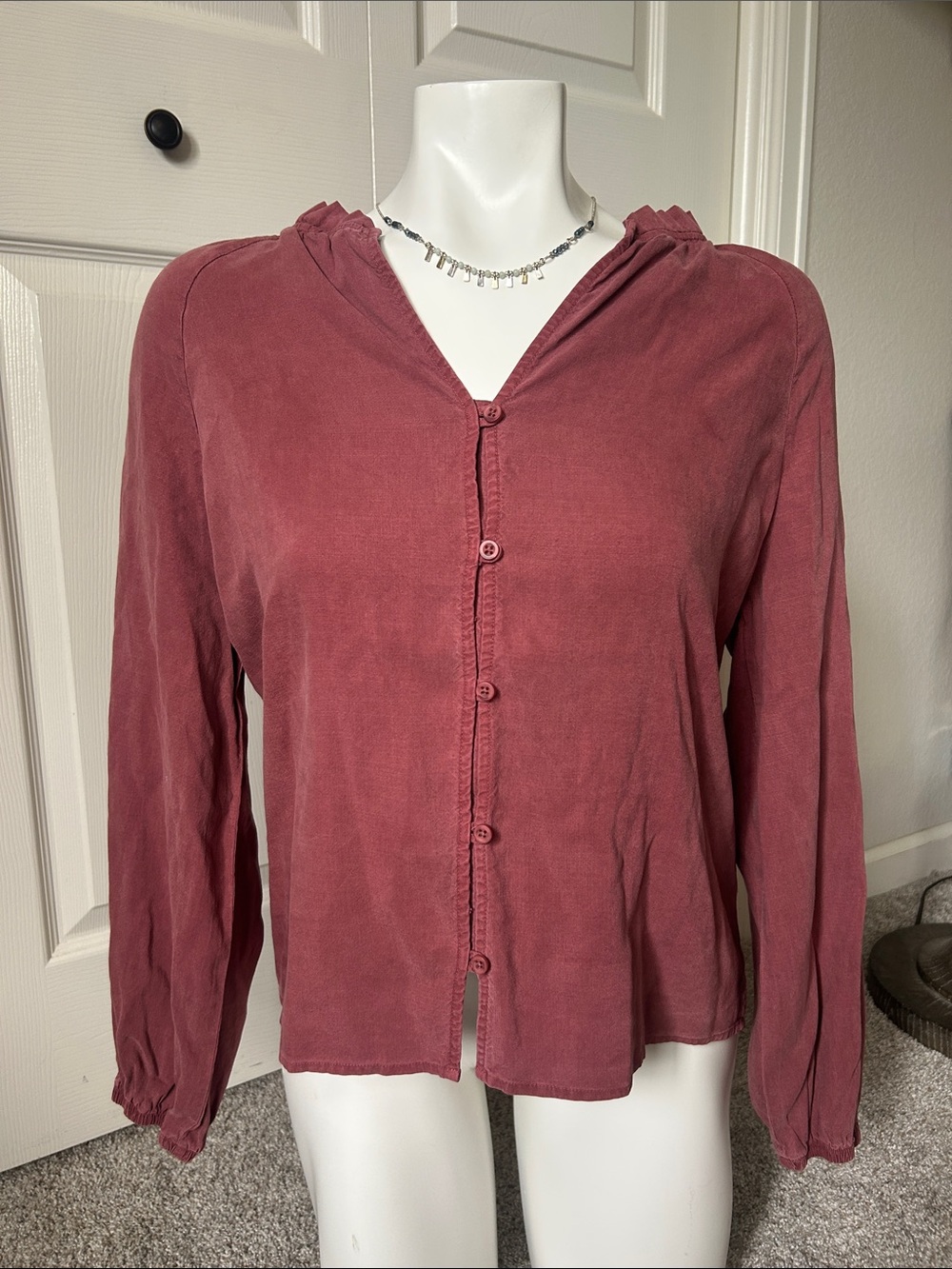 Womens Evereve Cloth & Stone Praire Style Top - Dusty Rose NWT Size S